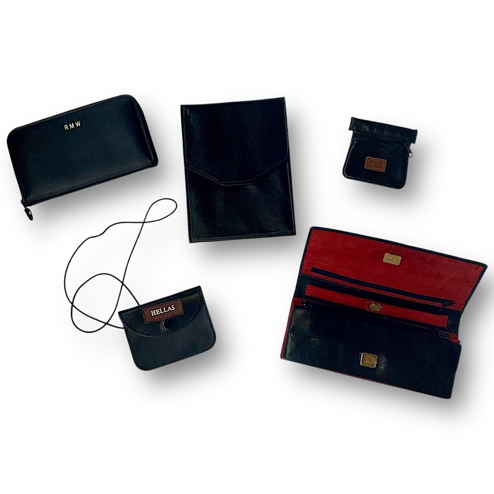 Black Leather Wallet & Card Case Set